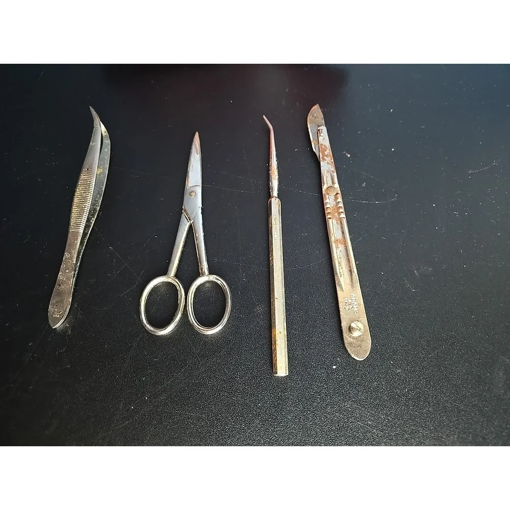 Vintage Clay - Adams Dissecting Kit  No 200‎ Scalpel Forceps Scissors Probe USA